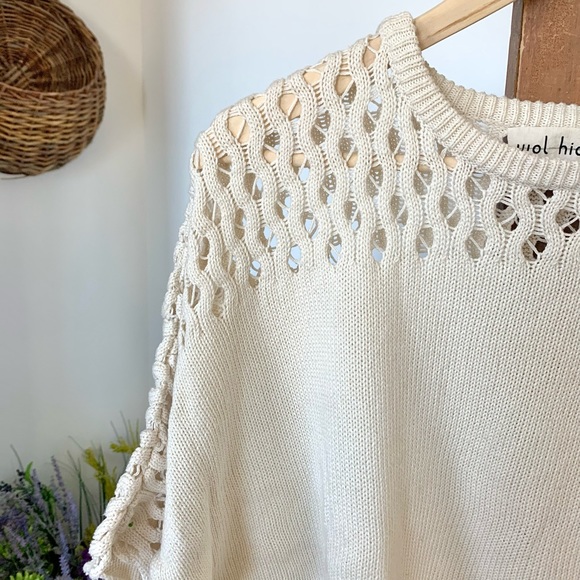 Wol Hide Loose Lace Lattice Organic Cotton Knit Sweater - Picture 13 of 14